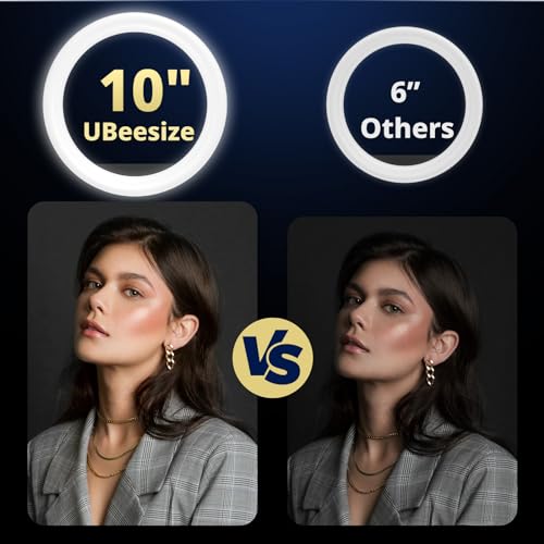 UBeesize 10" Ring Light with Overhead Phone Mount for Content Creation - size: 10.2"