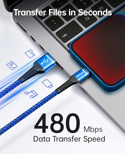 USB A to Lightning Cable [MFi Certified] iPhone Charger Cable 3FT, 3Pack - color: Blue, size: 3FT, style: USB A to Lightning