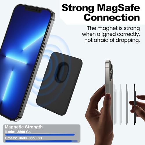 iLodn Magnetic Wallet Compatible with MagSafe for iPhone 17 16 15 14 13 12 Pro Max Air Plus Model, Mag 3 Safe Card Holder Stick on Accessories for Cell Phone & Case, Cyaneous - color: Cyaneous