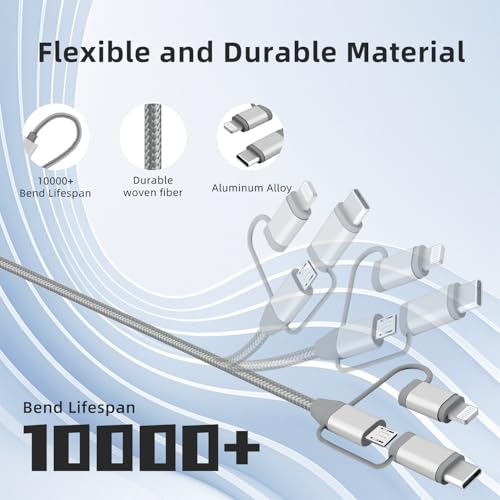 MFi Certified 3 in 1 Multi Charging Cable, 2Pack - size: 2 Pack,3.4ft