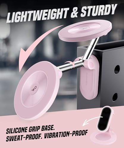 GolbinBox Magnetic Phone Holder for Gym,Adjustable Tripod Mount Ring Pink - color: Pink