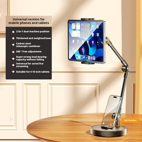 Rotatable Dual Phone Stand, Carbon Steel Weighted Base - size: Tablet