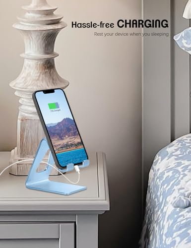 Aoviho Cell Phone Stand for Desk, Aluminum Phone Holder, Sky Blue - color: Sky Blue