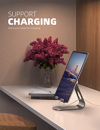 Lamicall iPad Stand Adjustable Tablet Holder, Sturdy Aluminum, Multi-Angle - color: Gray
