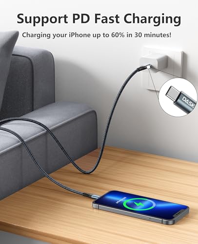 iPhone Cable Fast Charging [MFi Certified] USBC Lightning Cable 6FT, 3 Pack - color: Black, size: 6FT, style: USB C