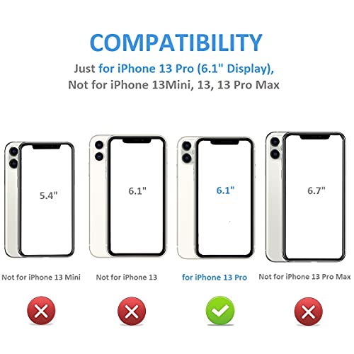 ONETOP for iPhone 13 Pro Wallet Case with Card Holder,Blue - color: Blue