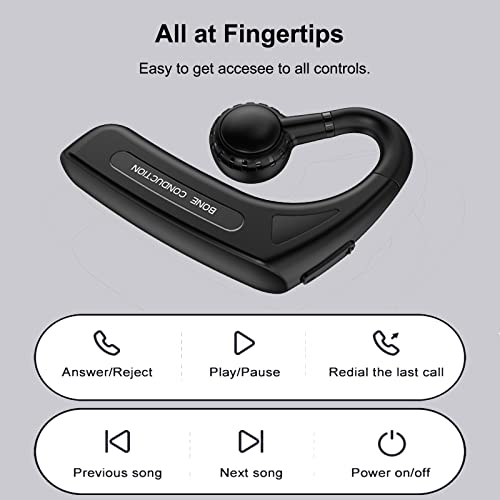 Open Ear Headphones Bluetooth Single Bone Conduction Wireless Earbuds with Earhooks Microphone Earphones Waterproof Long Battery Life Earpiece for Workout Running Sports Cycling Gym Android iOS Blue - color: Blue