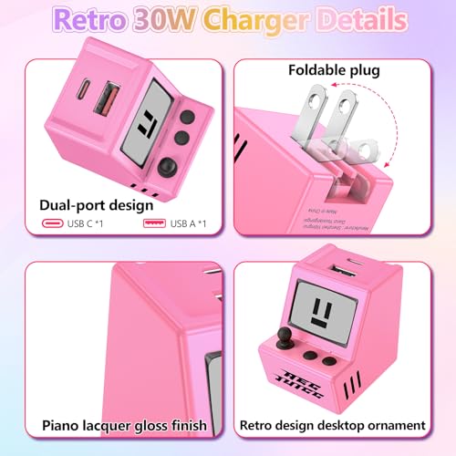 USB C Charger Block Cute 30W Dual Port Fast Charger Plug Cell Phone Block - color: BB Pink