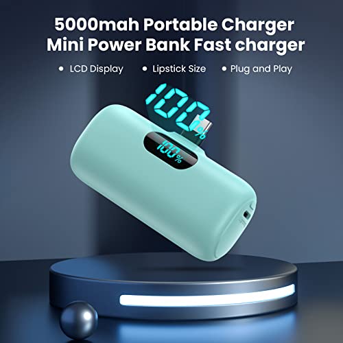 [2 Pack]Small Portable Charger for iPhone 17/16/15 Series,5000mAh 3A PD USB C Power Bank, Mini Travel Essentials Battery Pack for iPhone 17/17 Pro/16/16 Plus/16 Pro/15 Pro Max,Samsung,Android/LG etc - color: Blue+Green
