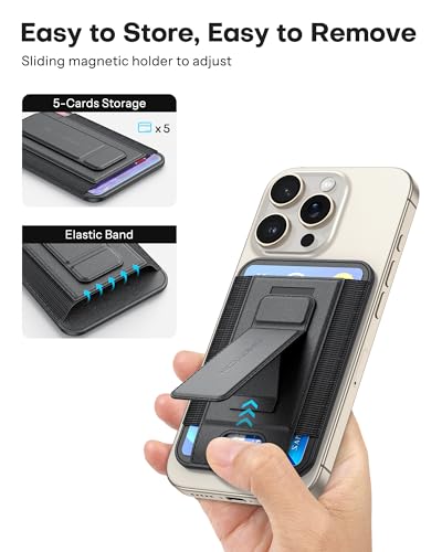 OMOTON T1 Adjustable Tablet Stand for Desk and VC09 Magsafe 5 Cards Holder Leather Wallet for Phone