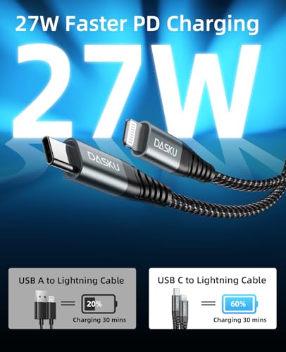 iPhone Cable Fast Charging [MFi Certified] USBC Lightning Cable 6FT, 3 Pack - color: Black, size: 6FT, style: USB C