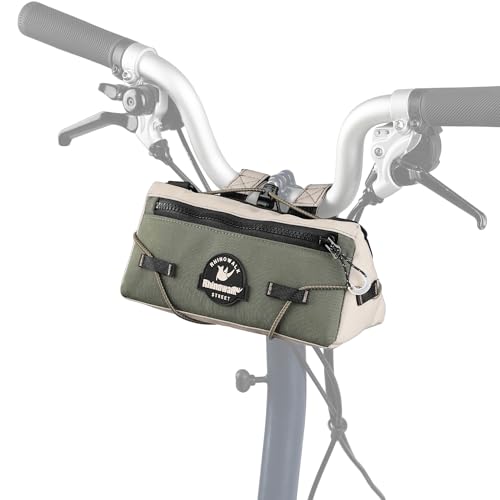 Rhinowalk Bike Handlebar Bag Bicycle Front Bag Storage Small Pouch with Shoulder Strap for Urban Cycling - color: Green
