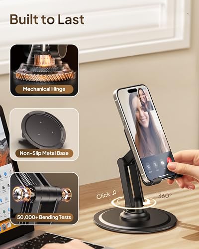 COOPER 360° Stand Rotating Cell Phone Stand for Desk, Desktop Phone Holder - color: 2 Pack - White/Black