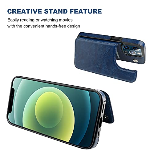 ONETOP for iPhone 13 Pro Wallet Case with Card Holder,Blue - color: Blue