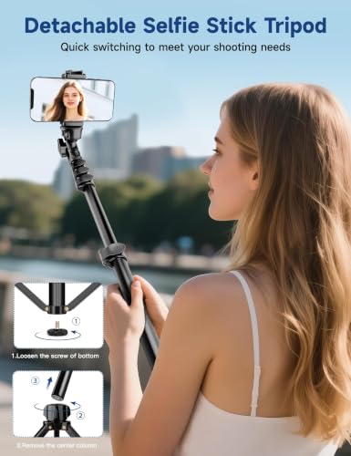 Phone Tripod Stand, 85" Tall Cellphone Tripod for iPhone with Gooseneck