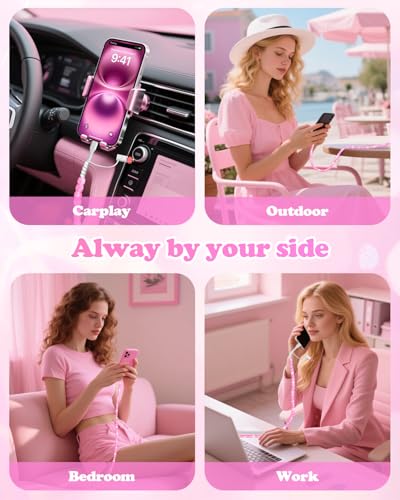 JAKPAK Multi 4 in1 USB Cable for iPhone Beaded Phone Charger 6.6FT, Pink - size: 6.6FT/2M