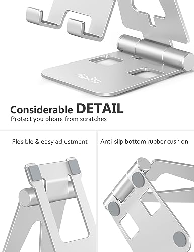Aoviho Foldable Cell Phone Stand for Desk, Holder for iPhone,Silver - color: Silver
