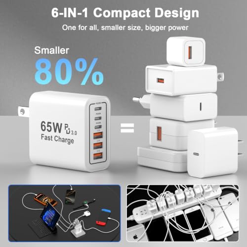 USB C Fast Charging Block,65W Type C Phone Charging Cubes Power Adapter