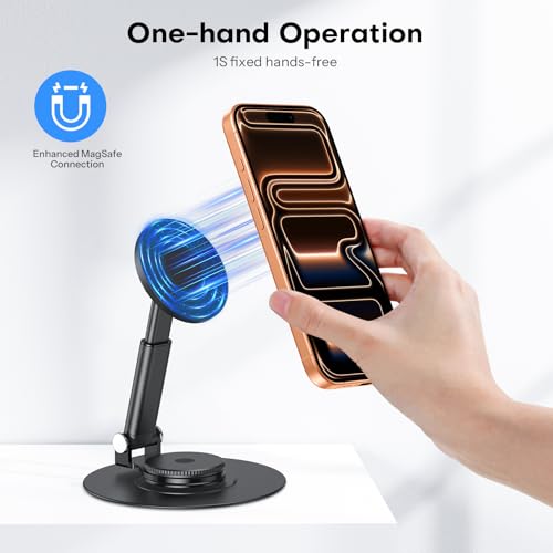OMOTON MS05 [Height Adjustable] 360° Rotating Magnetic Phone Stand, Black - color: Black