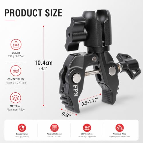 All-Metal Handlebar Clamp Base Mount with Adjustable Single Socket Arm, Fits 0.5-1.77" Round Rails, Compatible with RAM Mounts, 1" Ball Motorcycle Bike Phone Holder - style: Clamp with Single Socket Arm