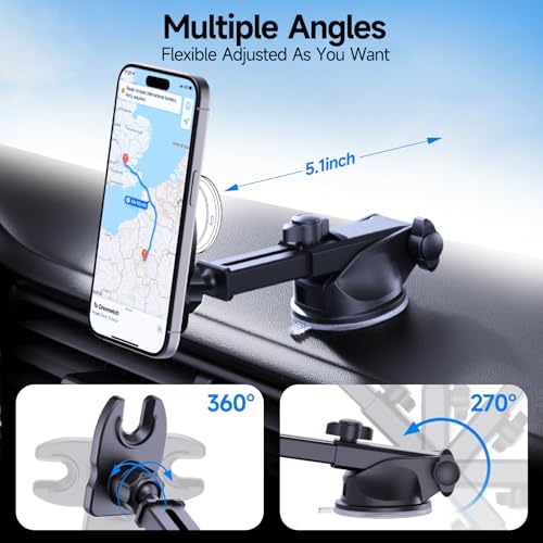 Car Phone Mount for Pop Socket,Dashboard Windshield Car Phone Holder Compatible with Popsocket,Powerful Suction Cup Car Phone Mount Fits All Smartphones with Pop Grip - style: Dashboard
