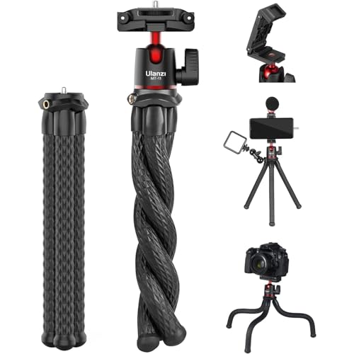 ULANZI Camera Tripod, Mini Flexible Phone Stand w Hidden Phone Holder