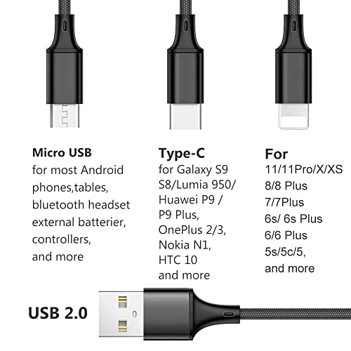 Puxnoin Multi Charging Cable, 6FT 2Pack Multi Charger Cable