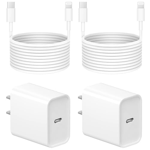 Coreykin Extra Long 10FT iPhone 14 13 12 Charger Fast Charging 2-Pack - color: white
