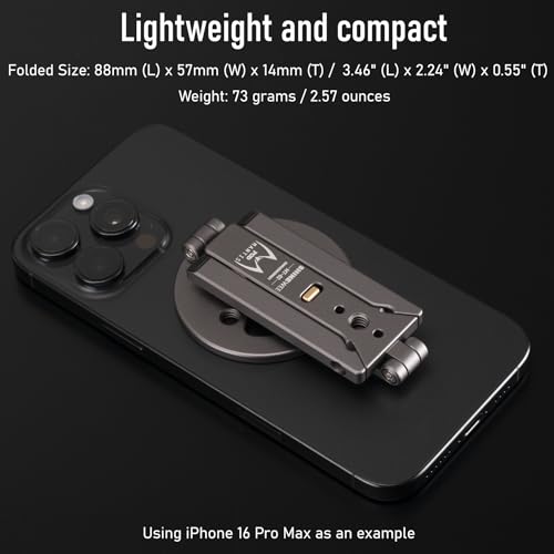 Magnetic Tripod for iPhone, Magsafe Mount with Hook, Cold Shoe & 1/4" Screw
