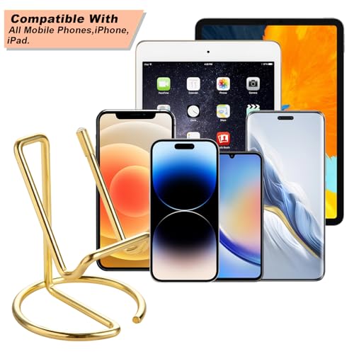 RXU Cell Phone Stand for Desk,Cute Metal Gold Cell Phone Stand Holder Desk Accessories,Compatible with All Mobile Phones,iPhone,Switch,iPad