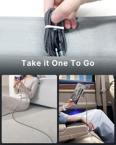 4 in 1 Charging Cable 6.6FT, 60W USB C to Lightning Cable, USB A/C to C/Lightning Multi Charging Cable Fast Charging for iPhone 17Air 16 15 14 13 12 Pro Max/MacBook Pro/iPad/Samsung S25 S24/ Switch 2 - color: Grey