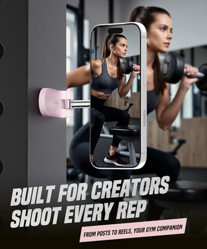 GolbinBox Magnetic Phone Holder for Gym,Adjustable Tripod Mount Ring Pink - color: Pink