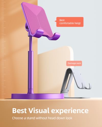 LISEN Cell Phone Stand Adjustable Phone Holer for Desk, Computer Office Desk Accessories for iPhone 16 Holder Women Kitchen Essentials Fits All Mobile Phones Switch Kindle iPads Tablet 4-10in Purple - color: Dark Purple