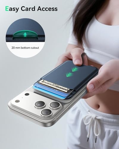 for MagSafe Wallet with Stand, 5 Card Holder, Slim Leather Magnetic Wallet for iPhone 18/17/16/15/14/13/12 Pro Max Plus Air Series, 3 Card Slots & 1 Cash Slot,Blue - color: Blue
