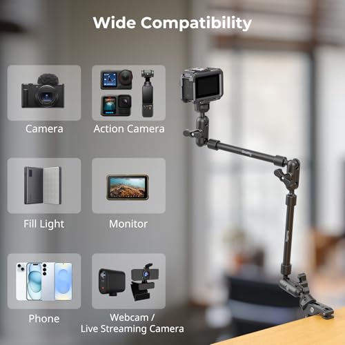 SMALLRIG 22" Magic Arm Clamp, Overhead Phone Mount Holder Stand, Camera Arm - style: Double Ball Joints