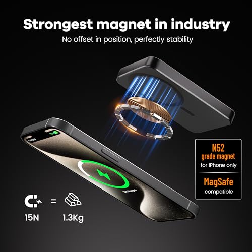 Power Bank, Ultra-Thin 10,000mAh Magnetic Wireless Portable Charger, 22.5W Fast Charging Battery Pack, Comes with USB-C Cable, Designed for iPhone Air /17/16/15/14/13/12 - color: Black