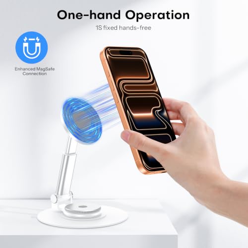 OMOTON MS05 [Height Adjustable] 360° Magnetic Phone Stand, Silver White - color: Silver White