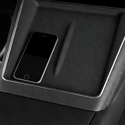 Mobile Charging Base Tray Pad Anti-Slip Mat for Vehicle Center Console Secure Device Placement and Heat Control Stylish Silicone Device Mat Tray Slip - color: Glossy original car