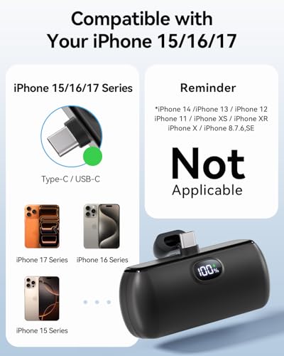 [2-Pack]Portable Charger USB C for iPhone 18/17/16/15 Series,Charcoal&White - color: Charcoal&White