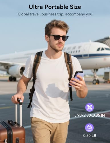 Portable Charger 10000mAh 20W, Wall Plug, 2 Cables, iWatch Charging - color: Lilac Purple