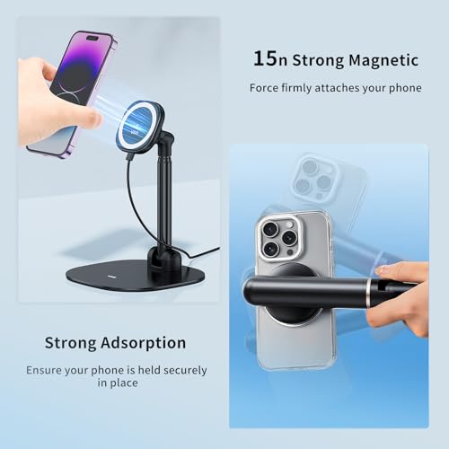 VRIG Magnetic Wireless Charger Phone Stand 360°Rotation Desk Phone Holder - color: Wireless charging