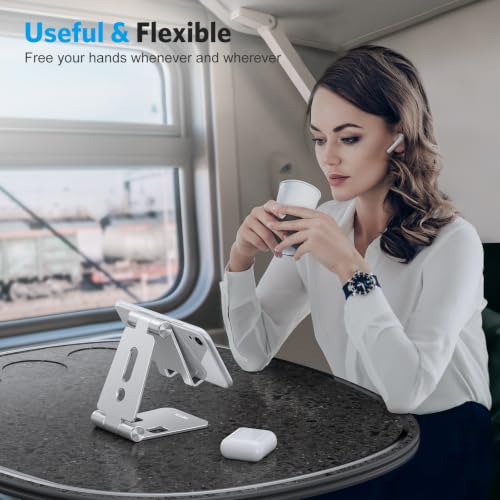 OMOTON Foldable Cell Phone Stand, C4 Portable Aluminum Phone Holder - color: A-Silver