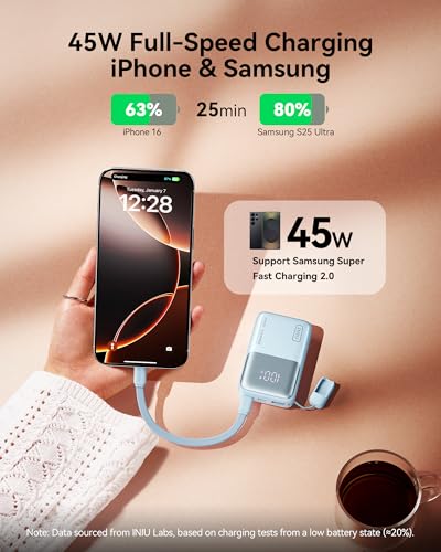 INIU Mini Portable Charger, Small 10000mAh 45W Fast Charging Power Bank - color: Light Purple
