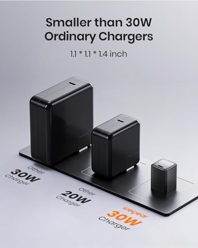 wegear 30W GaN USB C Wall Charger, Compact Charger Block with PD3.0 - color: Black, size: 2 Pack+Cables
