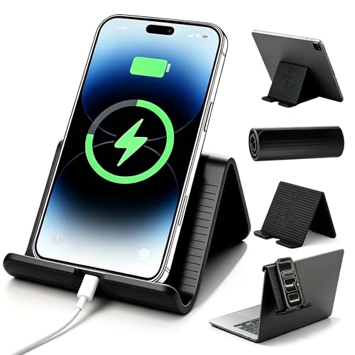 Portable Foldable Silicone Phone Laptop Pad Stand Black - color: Black
