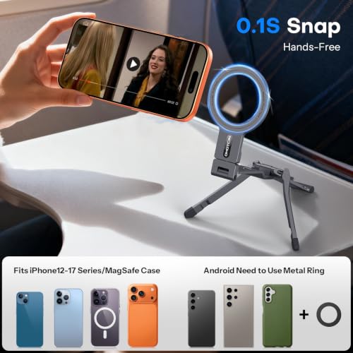 OMOTON TP03 [Ultra-Slim] 360° Rotating for MagSafe Tripod with Hook, Gray - color: Gray
