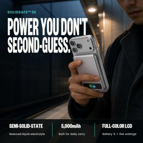 BMX 5K Semi-Solid Power Bank, 5000mAh Qi2 (Silver) - color: Silver