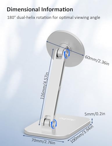 Aoviho Magnetic Phone Stand for Desk with 360 Rotating Head, Silver - color: Silver