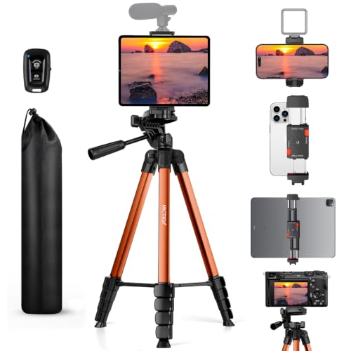 MACTREM 67" iPad Tripod Stand for Tablet Phone Camera with Remote Mount - color: Orange