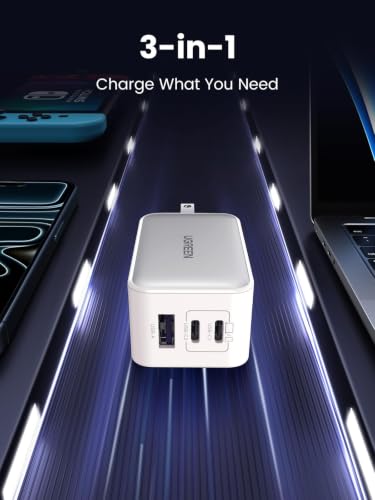 UGREEN Nexode 65W USB C Charger Block, 3-Port Wall Charger Fast Charging - color: White